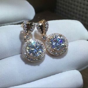 New 18k gold plated diamond earrings